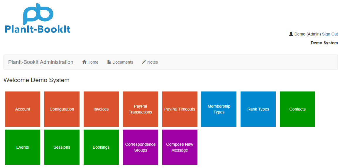 admin system admin main menu